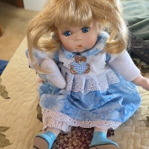 Cute Little Musical Doll With Porcelain Face, Hands & Legs.